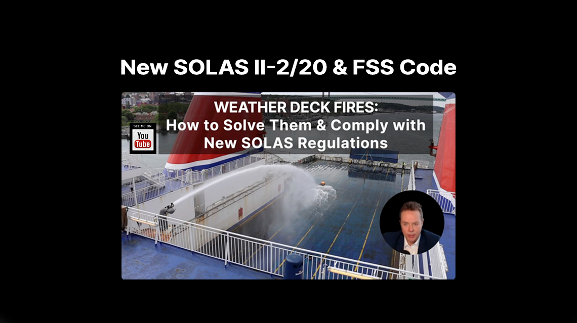 Ro-ro ferry weather deck fire suppression system demonstration with water monitor in action – Unifire FlameRanger solution for SOLAS II-2/20 and FSS Code compliance